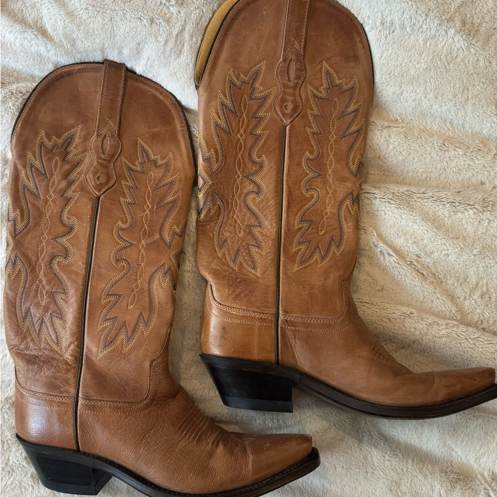 Old West Tan Leather Boots